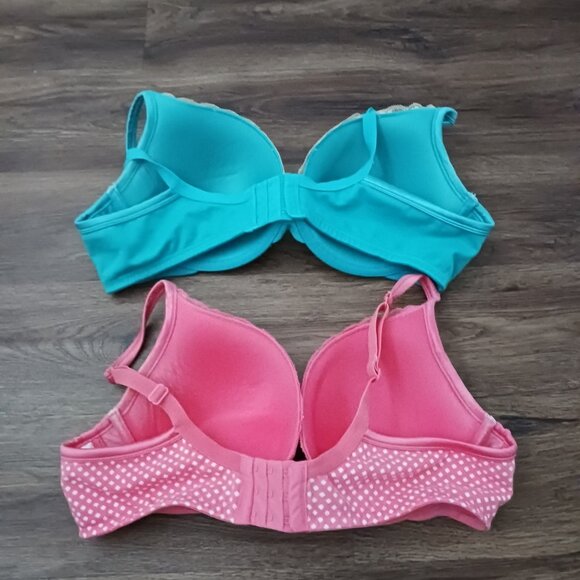 2 Cacique Plus Size 42C Push Up Bra Underwire Teal Pink - Picture 4 of 7